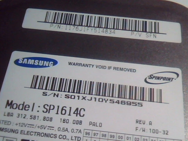 Hard Disk Drive SATA Samsung Spinpoint SP1614C 1176J1FY514834 350389-001 100-32 - image 2