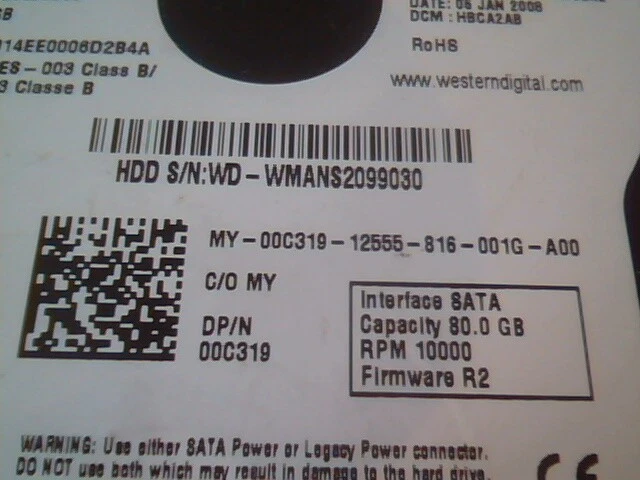 Hard Drive Disk SATA Western Digital WD800ADFS-75SLR2 WD800ADFS Raptor 80GB RoHS - image 4