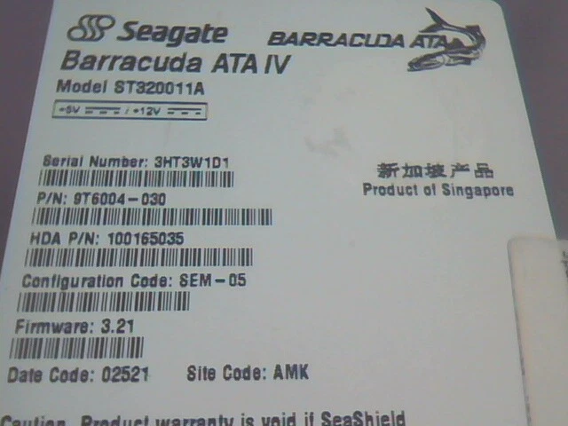 Hard Drive Disk IDE Seagate Barracuda ATA IV ST320011A 9T6004-030 100165035 AMK - image 2