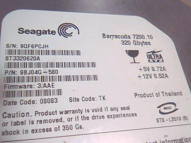 Hard Drive Disk IDE Seagate Barracuda 7200.10 ST3320620A 9BJ04G-580 STX-L3510 - image 2