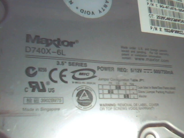 Hard Drive Disk IDE Maxtor D740X-6L MX6L040J2 VQ40A015-01-C 19K1568 40GB - image 2