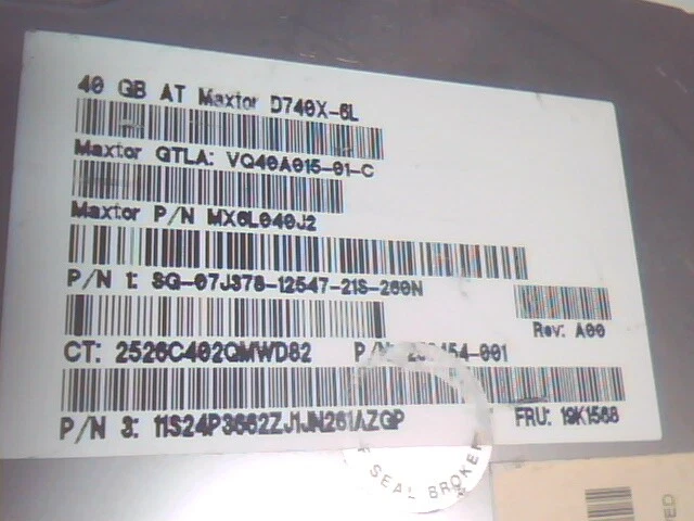 Hard Drive Disk IDE Maxtor D740X-6L MX6L040J2 VQ40A015-01-C 19K1568 40GB - image 3