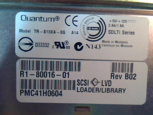DLT Tape Drive Quantum TR-S13XA-EG R1-80016-01 B02 A14 SDLTi Series SCSI LVD
