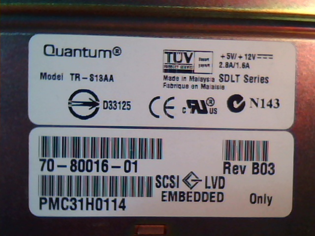 DLT Tape Drive Quantum TR-S13AA 70-80016-01 B03 SCSI LVD SDLT D33125 Super DLT
