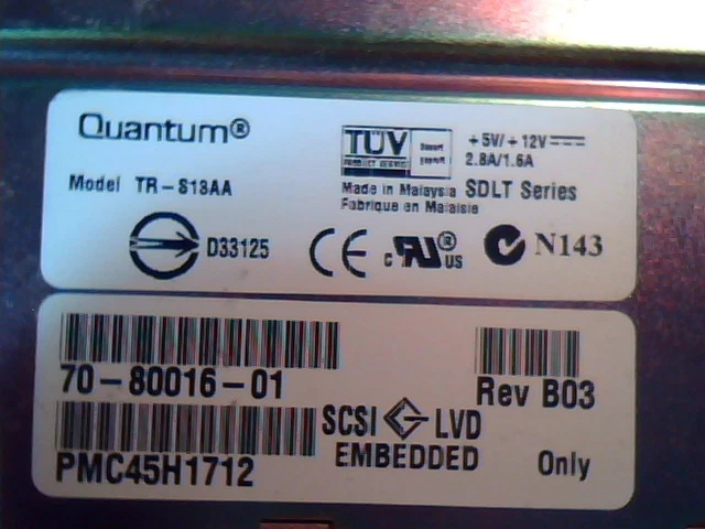 DLT Tape Drive Quantum TR-S13AA 70-80016-01 B03 SCSI LVD SDLT D33125 Super DLT - image 3