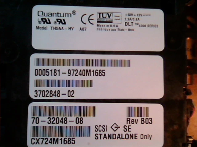 DLT Tape Drive Quantum TH5AA-HY 3702848-02 70-32048-08 B03 SCSI SE Standalone - image 2