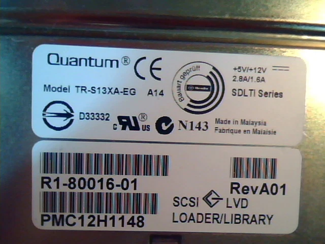 DLT Tape Drive Quantum TR-S13XA-EG R1-80016-01 A01 SCSI SDLTi LVD D33332