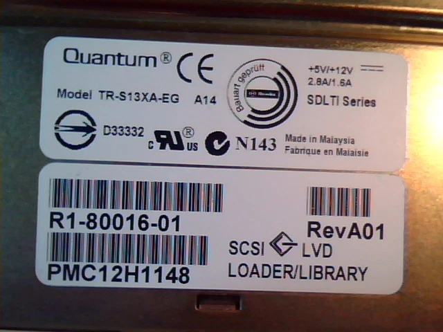 DLT Tape Drive Quantum TR-S13XA-EG R1-80016-01 A01 SCSI SDLTi LVD D33332 - image 2