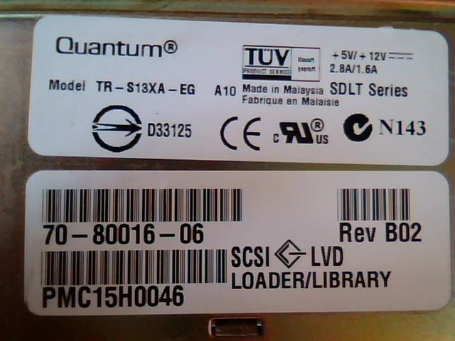 DLT Tape Drive Quantum TR-S13XA-EG A10 70-80016-06 SDLT Series B02 SCSI LVD