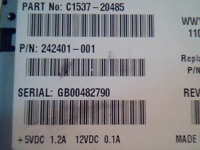 SCSI DAT Tape Drive Compaq C1537-20485 242401-001 3842 12/24 GB LR482790 - image 2