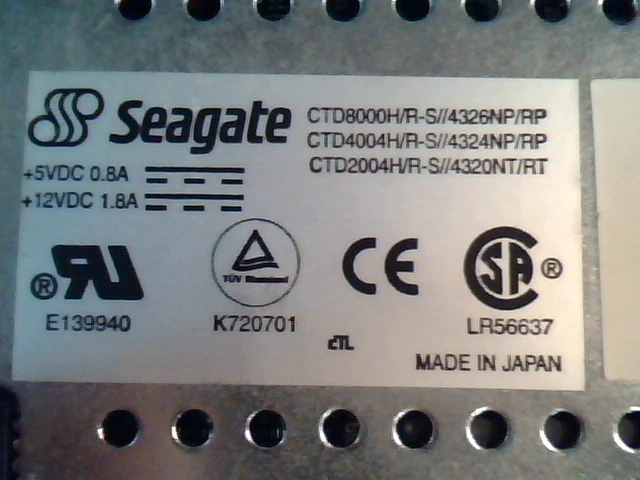SCSI DAT Tape Drive Seagate CTD4004R-S 70100601-012 SBU25360-000