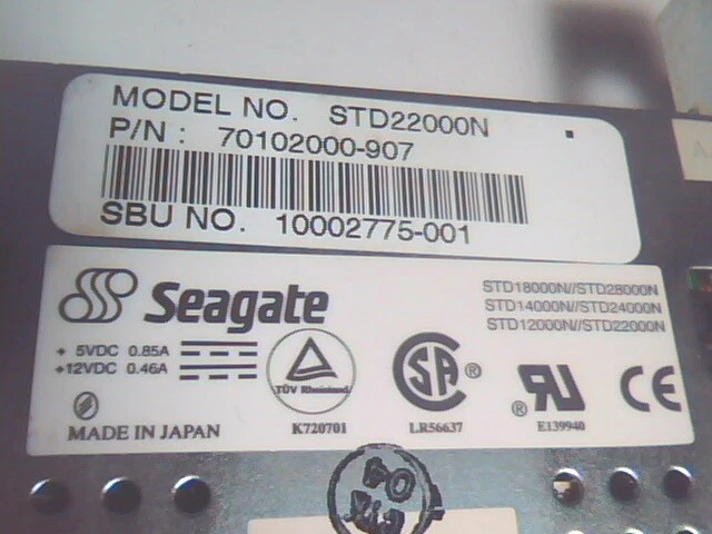SCSI DAT Tape Drive Seagate STD22000N 70102000-907 10002775-001 K720701 - image 2