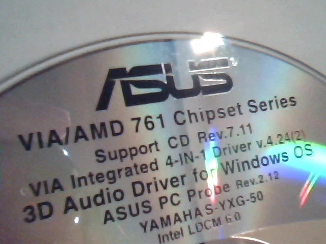 Driver Support CD ASUS VIA/AMD 761 Chipset Series 3D Audio PC Probe M166