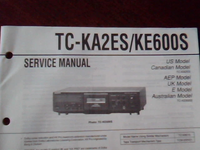 User's Service Manual TC-KA2ES/KE600S Sterio Cassette Deck Sony Microfilm