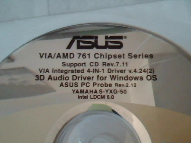 Driver Support CD ASUS VIA/AMD 761 Chipset Series Rev.7.11 M 166 PC Probe 2.12