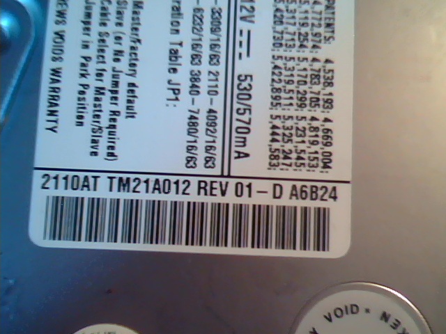 Hard Drive Disk IDE Quantum Fireball TM TM21A012 01-D A6824 2110AT ATMB 24K0 - image 2