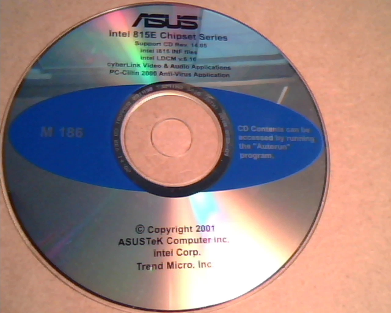 Driver CD ASUS M 160 Intel 815E Chipset Series Support CD - M186