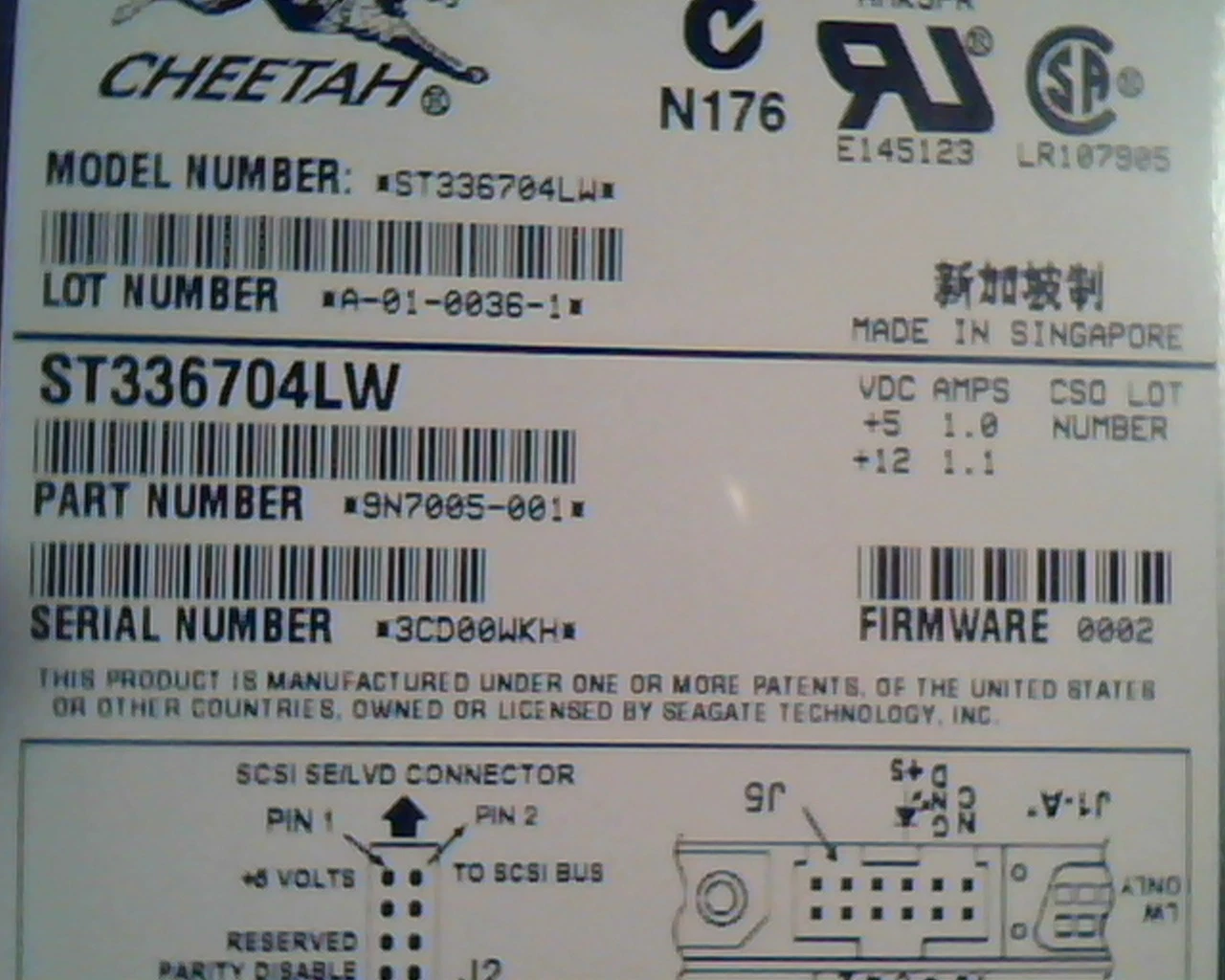 Hard Drive Disk Seagate Cheetah ST336704LW A-01-0036-1 9N7005-001 0002 E145123 — image 2