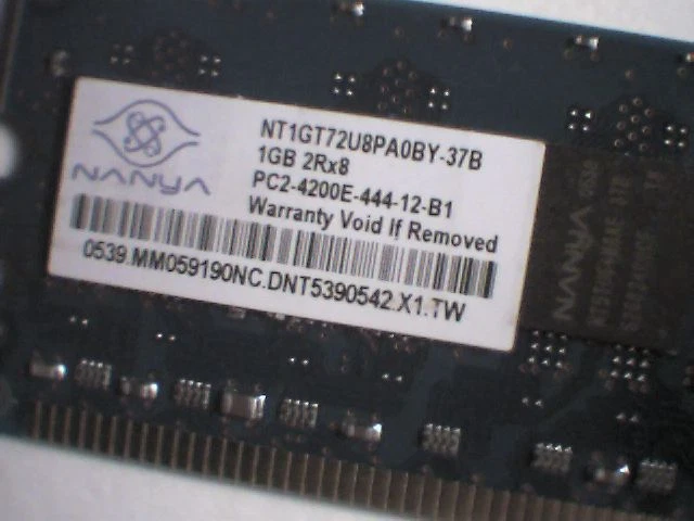 Nanya 1GB PC2-4200 DDR2-533MH ECC Unbuffered CL4 240-Pin DIMM NT1GT72U8PA0BY-37B - image 2