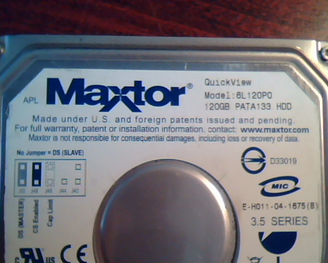Hard Drive Disk Maxtor Quickview 6L120P0 120GB 234441648 PATA133 HDD BAJ41G20