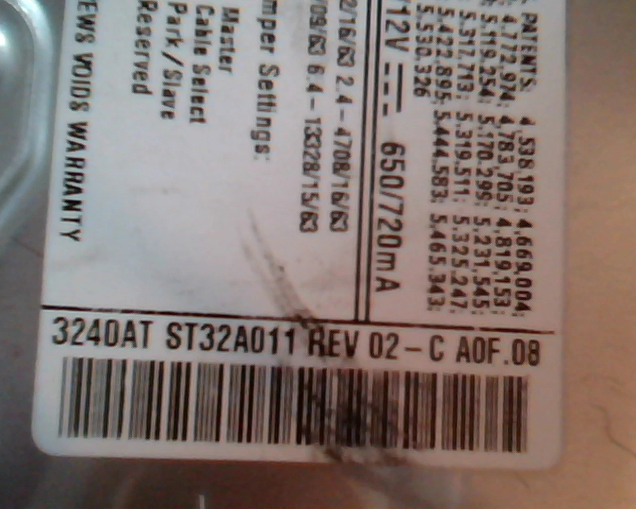 Hard Disk Drive IDE Quantum Fireball ST 3240AT ST32A011 02-C A0F.08 3.5 - image 2