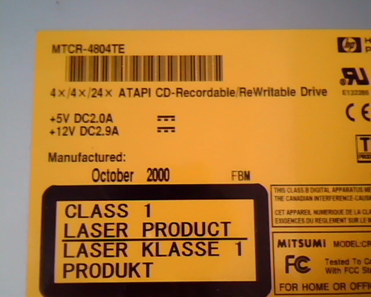 HP MTCR-4804TE ATAPI CD-Recordable Rewritable Drive CR-4804TE 2.6C Mitsumi