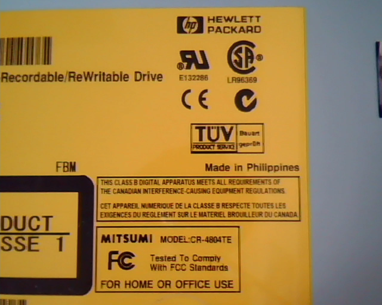 HP MTCR-4804TE ATAPI CD-Recordable Rewritable Drive CR-4804TE 2.6C Mitsumi - image 2