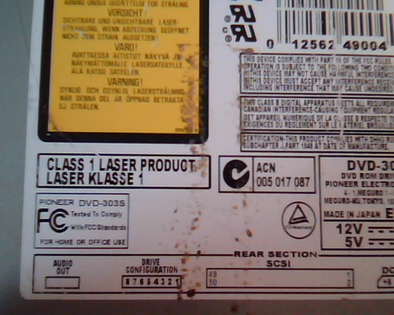 Code DVD-303S-A DVD-303S DVD ROM Drive Pioneer SCSI 2535843 E99677 - image 2