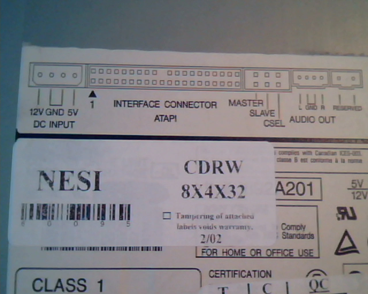 ATAPI CDRW NESI BB CD Drive Recordable Rewritable 8x4x32 DL 4-648-734-02