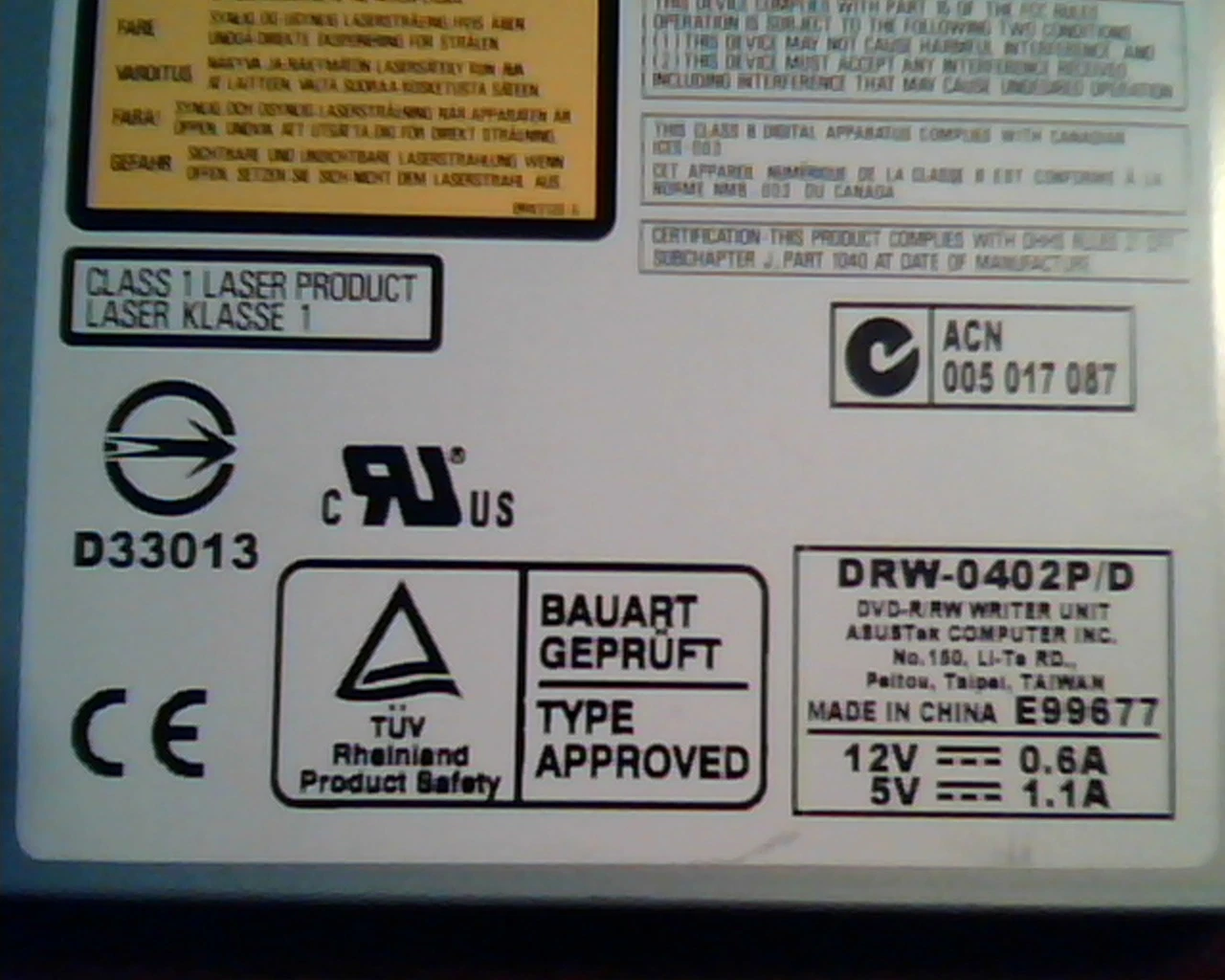 ASUS DRW-0402P/D August 2003 DVD R/RW Rewritable High Speed IDE ASUSTek Drive - image 2