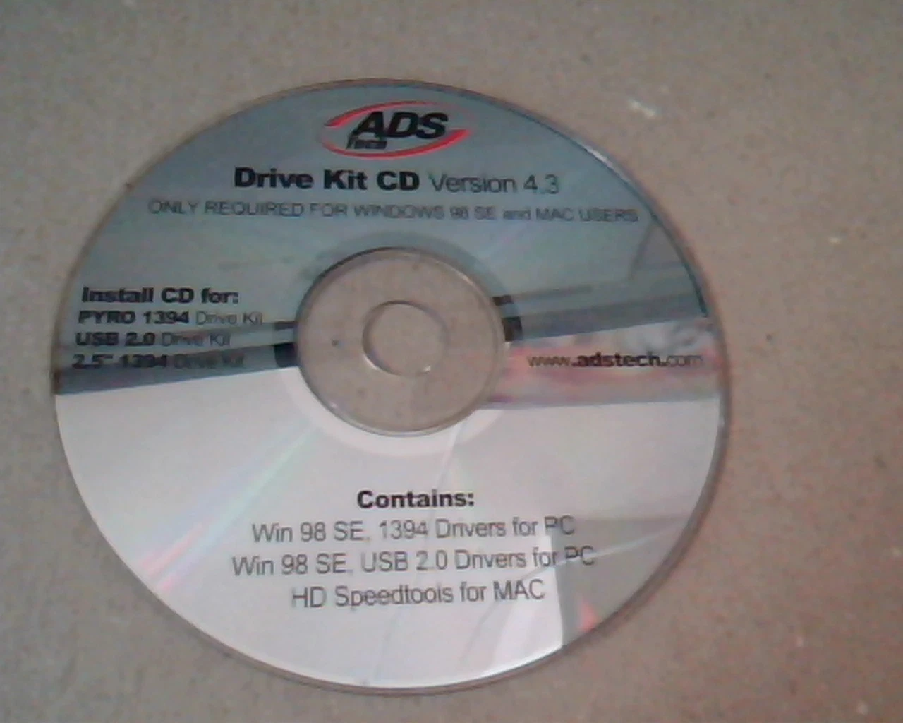 ADS Tech Drive Kit CD: Version 4.3: Install CD for: PYRO 1394/USB 2.0/2.5" 1394