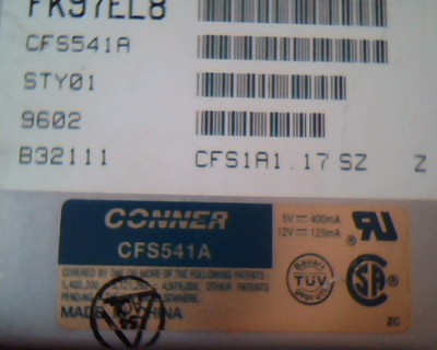 Hard Disk Drive IDE Conner CFS541A STY01 9602 B32111 CFS1A1.17 FK97EL8 HDD