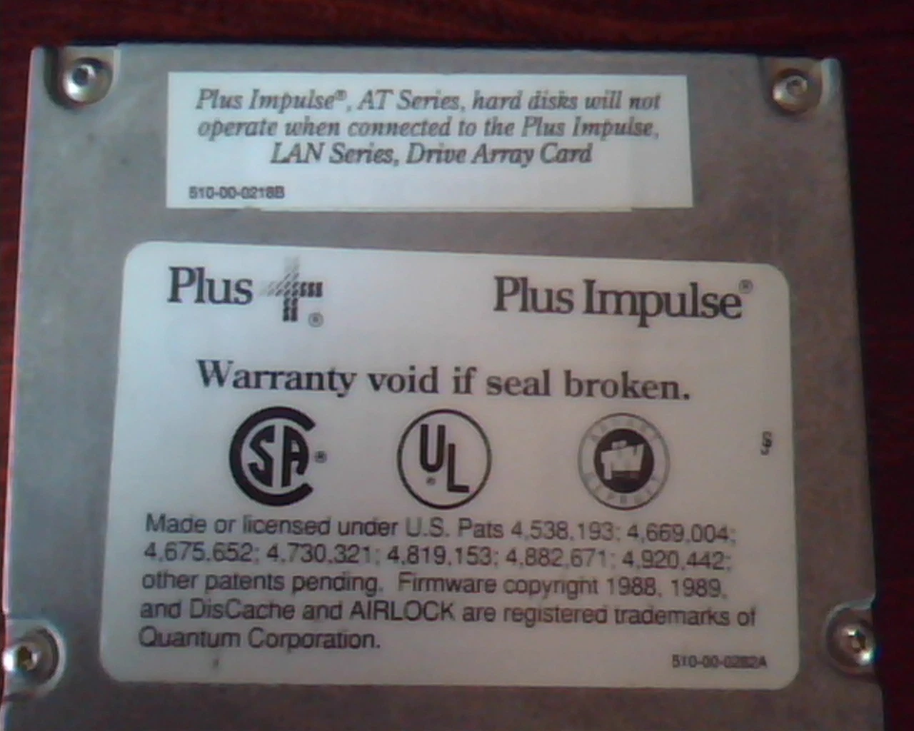 Hard Disk Drive IDE Plus Impulse 210AT 102CCAS10449 510-00-0282A AT