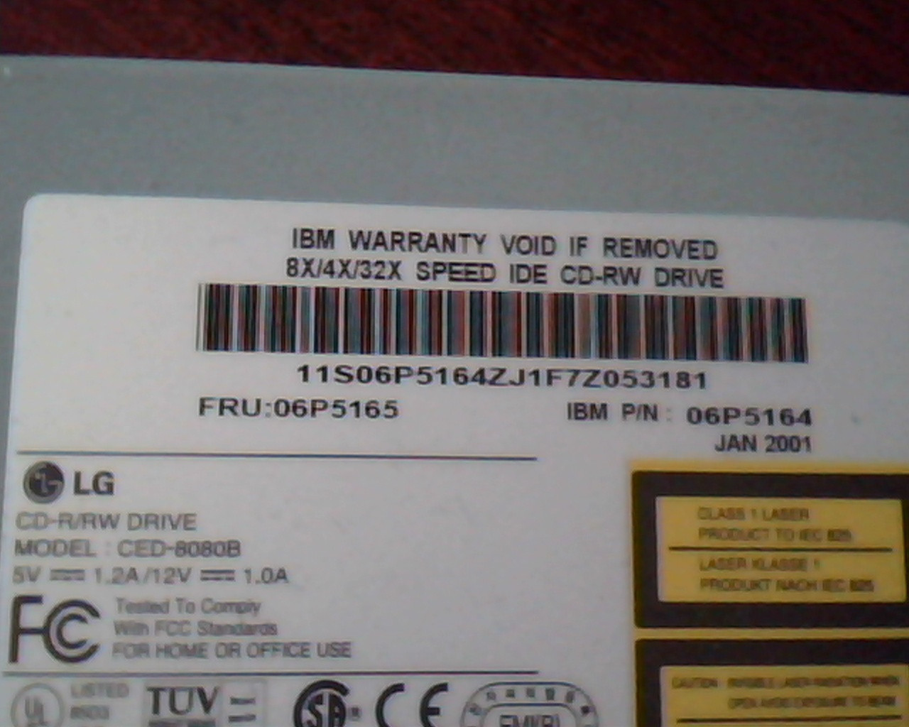 LG IBM CD-R/RW Drive CED-8080B Jan 2001 1.06 06P5164 IDE 8X/4X/32X CD LR85633 - image 2