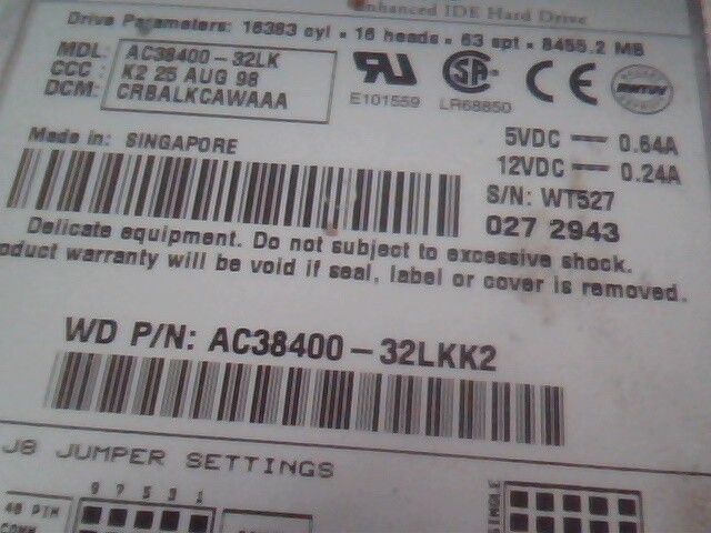 Hard Disk Drive IDE Western Digital Caviar 38400 AC38400-32LK AC68400-32LKK2 - image 3