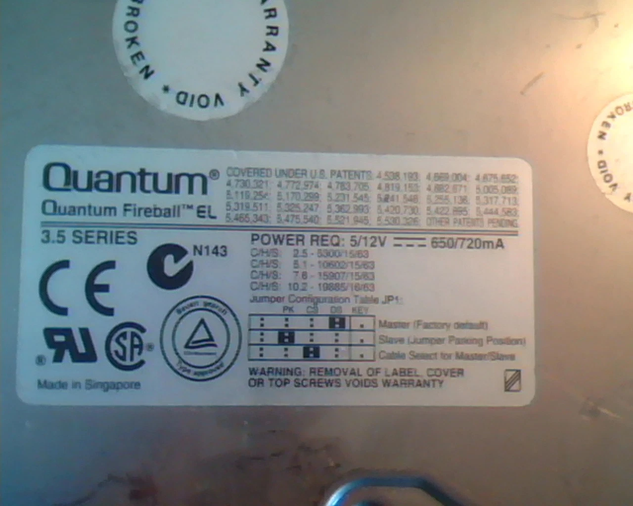 Hard Disk Drive IDE Quantum Fireball EL EL25A881 01-M A0808 2.5ATAEL8 1090