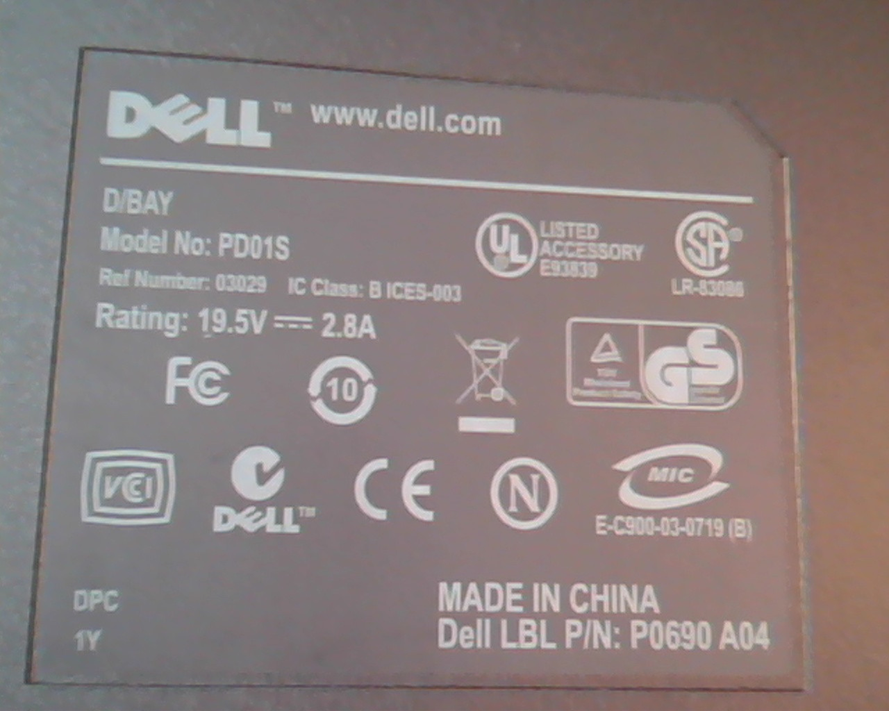 Dell D/BAY PD01S E-C900-03-0719 P0690 A04 CD DVD ReWritable LR-83086 - image 4