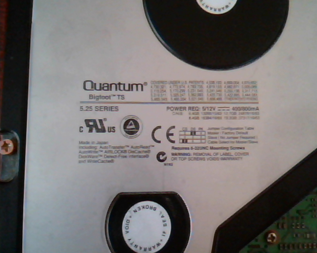 Hard Drive Disk IDE Quantum Bigfoot TS TS09A109 01-D A210F 9.6AT 5.25