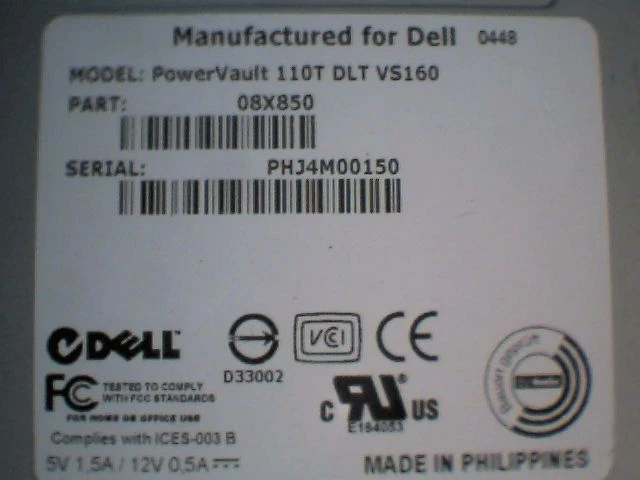 DELL PowerVault 110T DLT VS160 SCSI Tape Drive PH-0R0219 Rev A00 - image 3