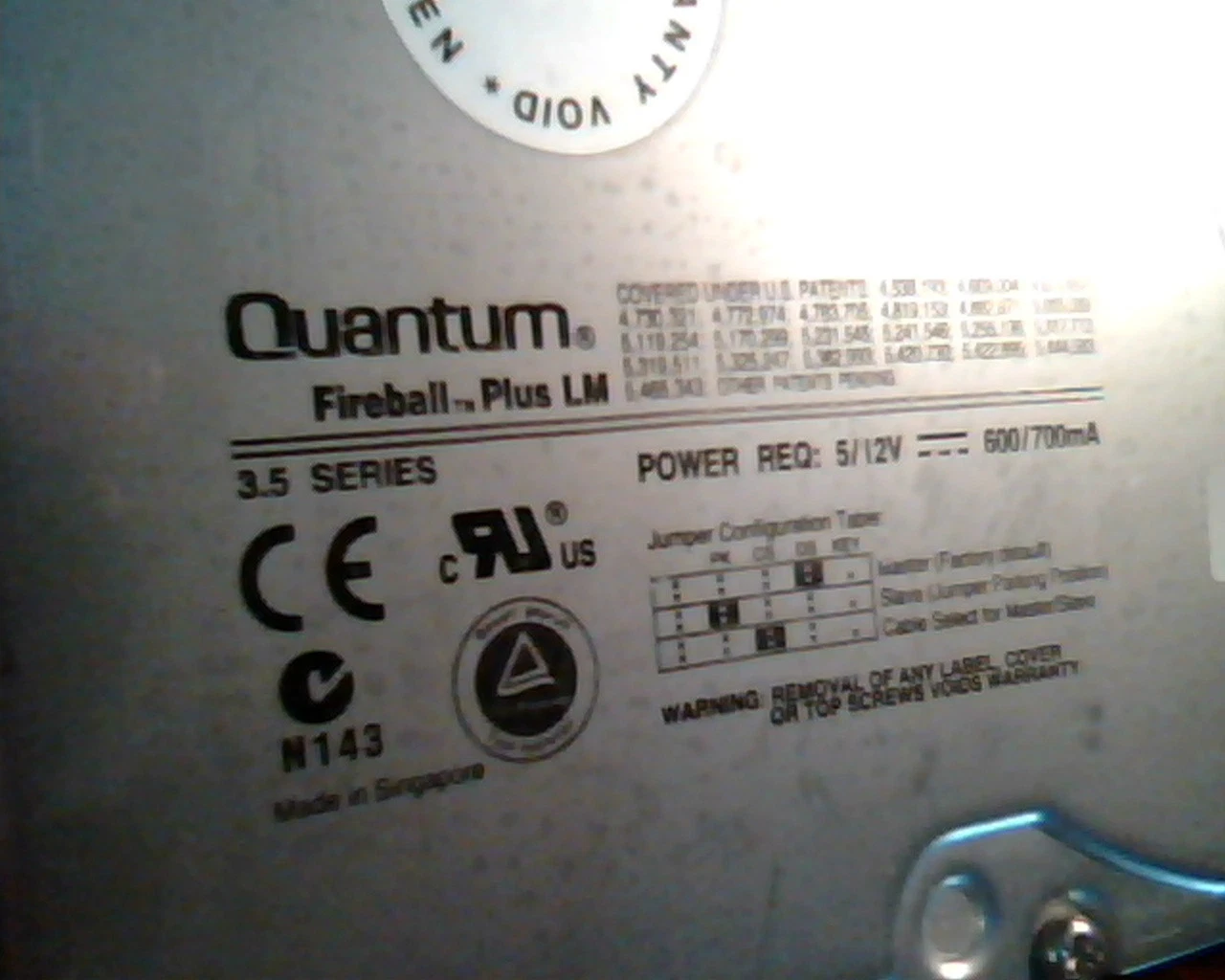 Hard Disk Drive IDE Quantum Fireball Plus LM 20.5AT LM20A011 Rev 01-A 3.5 Series