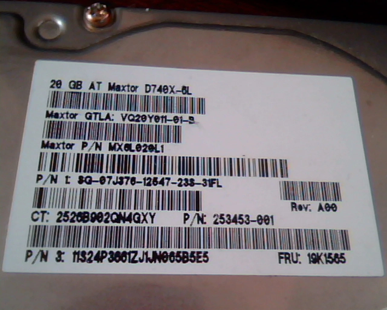 Hard Disk Drive IDE Maxtor D740X-6L VQ20Y011-01-B MX0L020L1 A00 20GB 19K1565 - image 2
