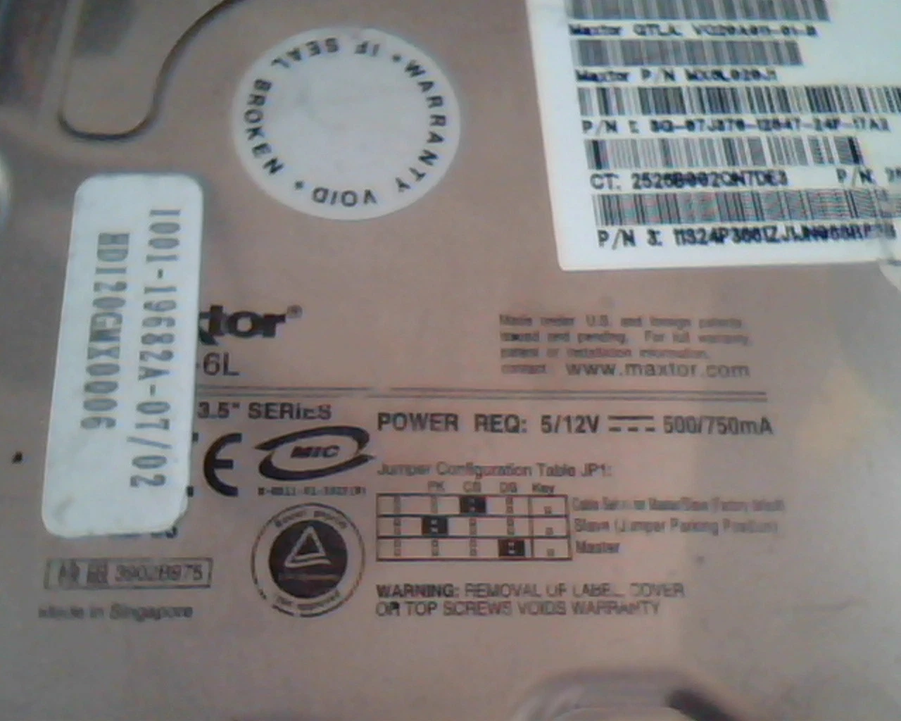 Hard Disk Drive IDE Maxtor D740X-6L VQ20A011-01-B MX6L020J1 19K1565 A00