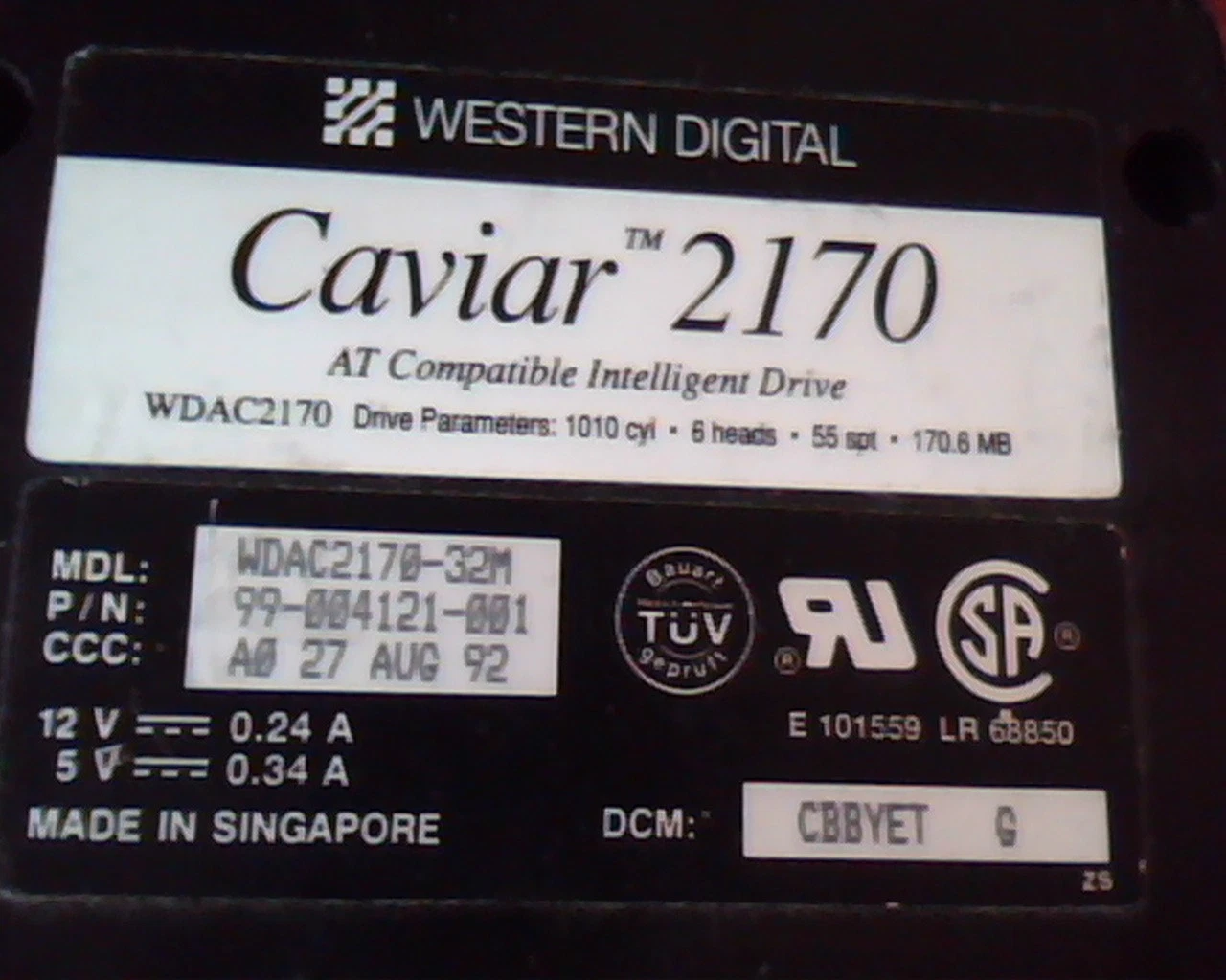 Hard Disk Drive IDE Western Digital Caviar 2170 WDAC2170-32M vintage