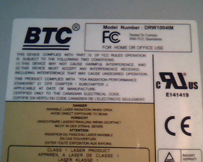 Dual DVD Drive BTC DRW1004IM Top-G D33040 QC-PASS 6067600018 Rewritable 0.96 — image 2