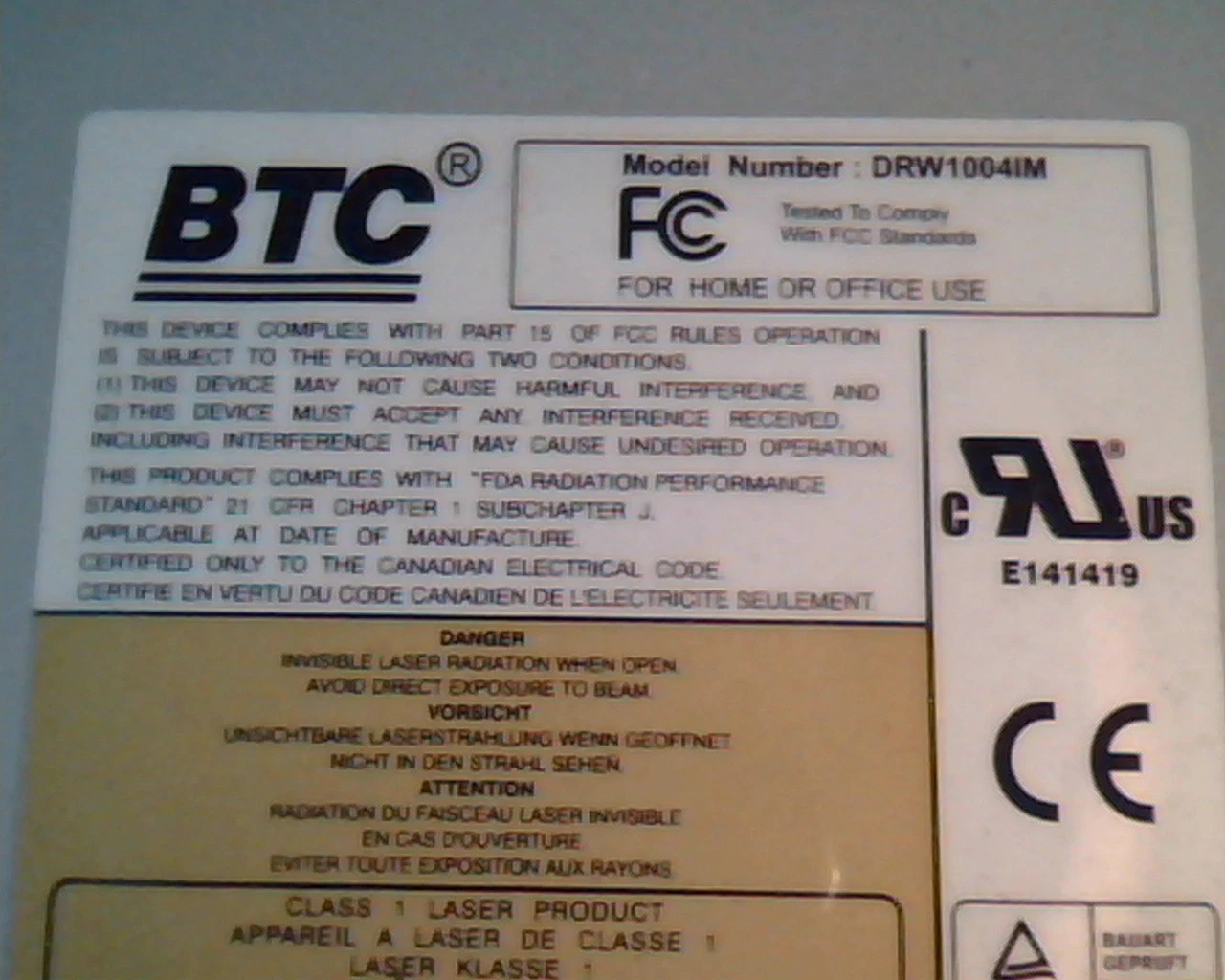Dual DVD Drive BTC DRW1004IM Top-G D33040 QC-PASS 6067600018 Rewritable 0.96 - image 2