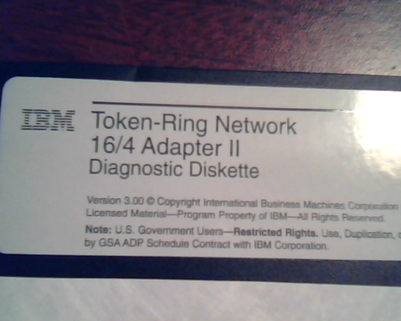 Floppy IBM Token-Ring Network 16/4 Adapter II Diagnosic Diskette 5.25 inch - image 2
