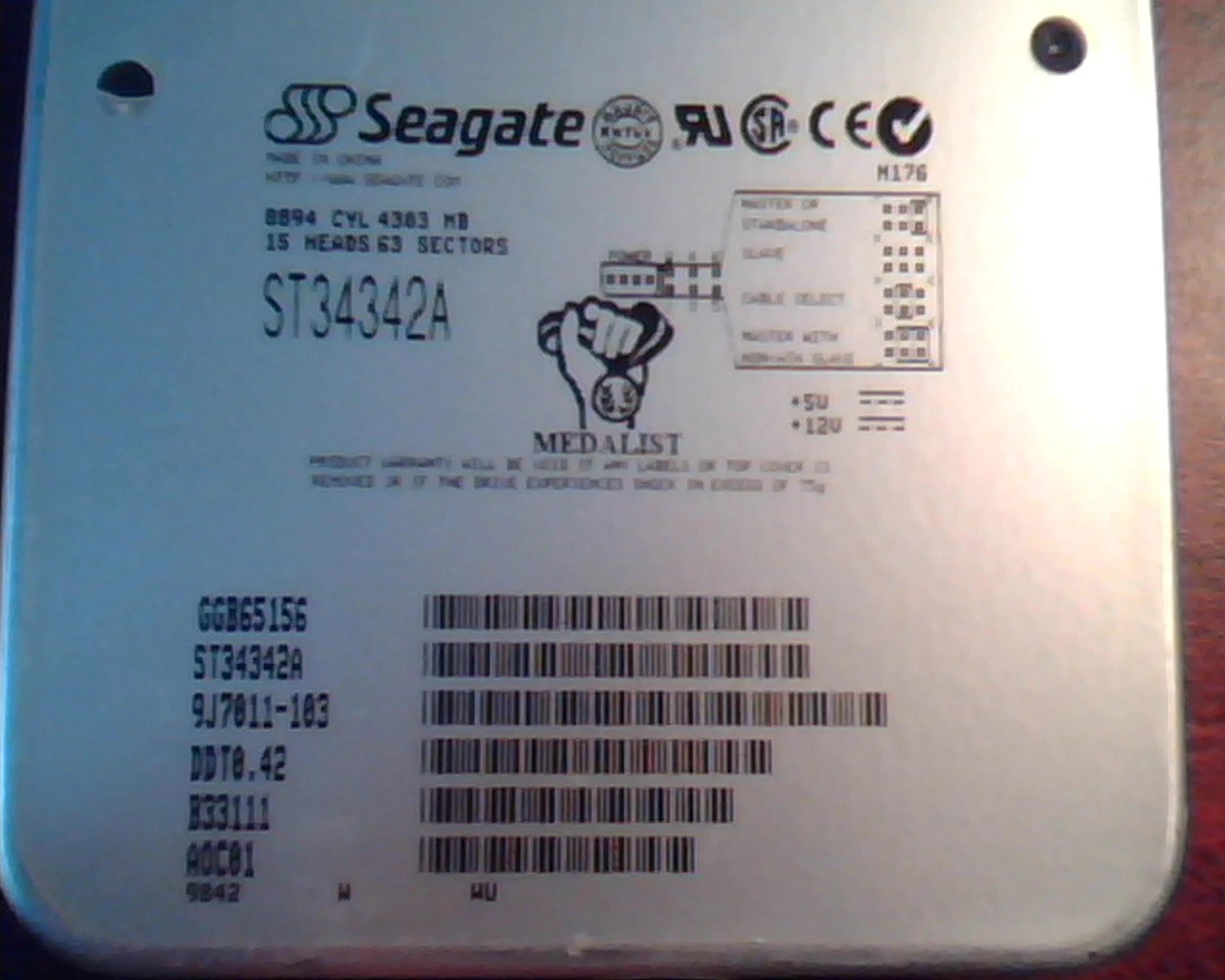 Hard Disk Drive IDE Seagate Medalist ST34342A 9J7011-103 B33111 DDT0.42 A0C01