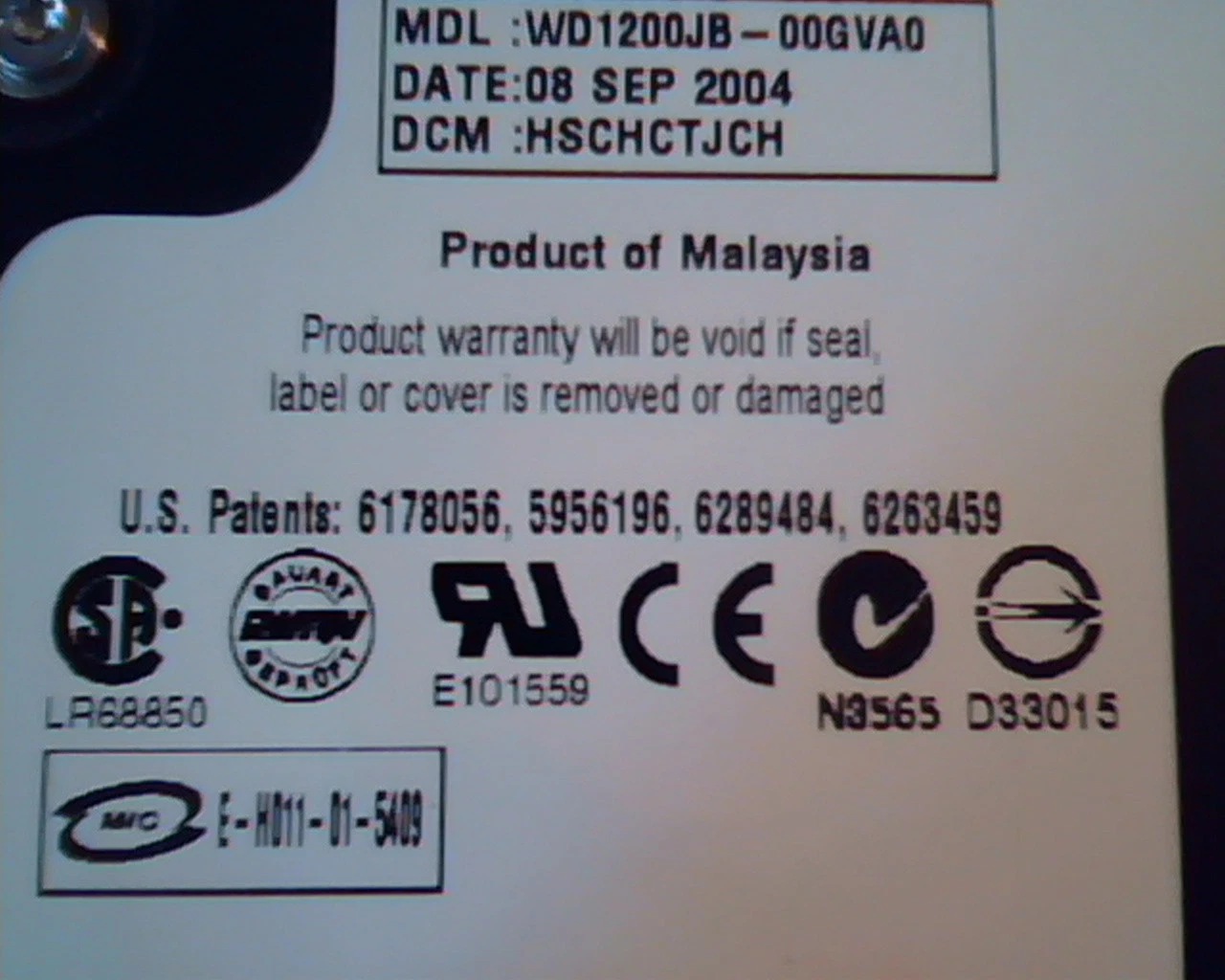 Hard Disk Drive IDE WD Caviar WD1200 JB-00GVA0 120GB 234441648 HSCHCTJCH - image 3