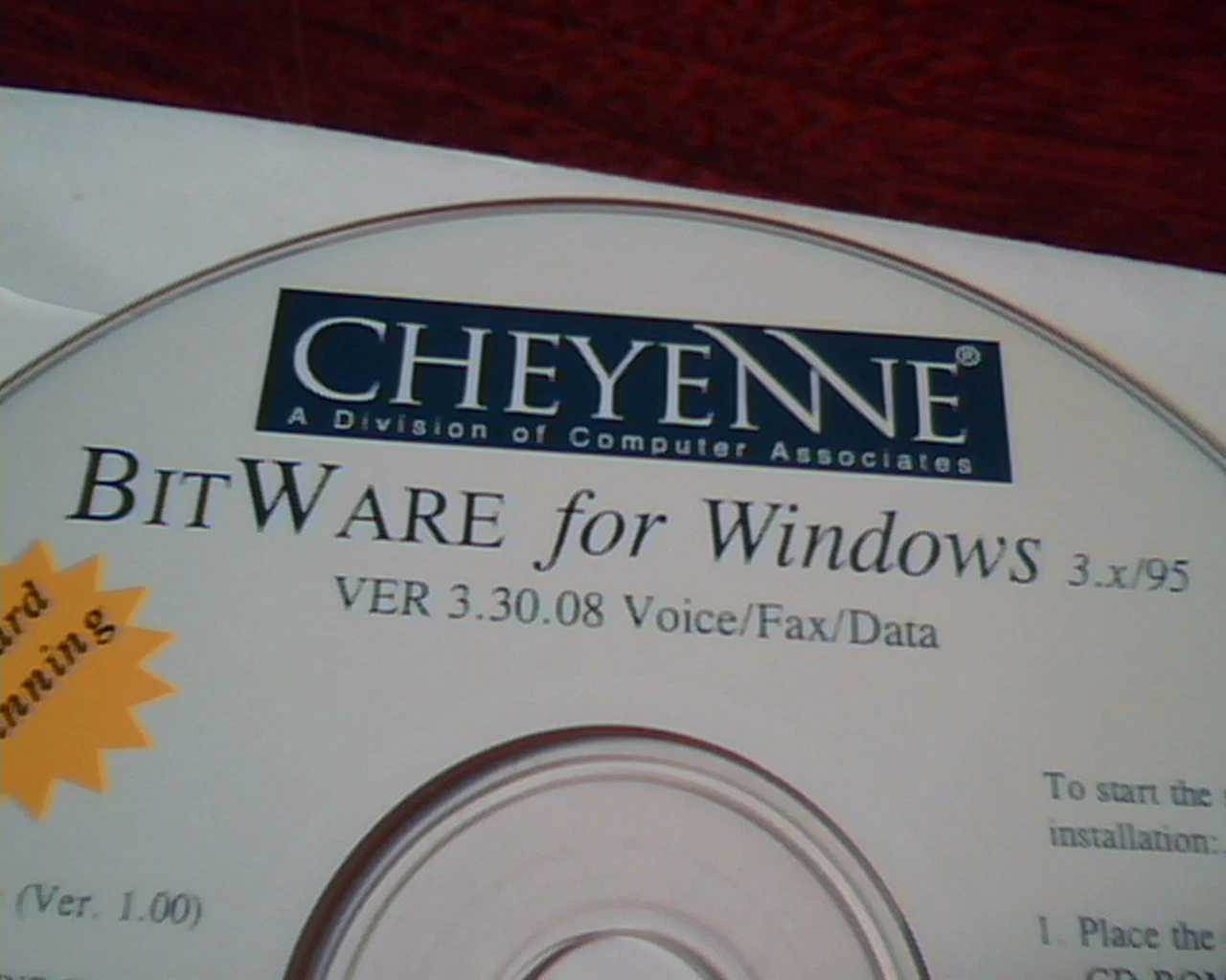 CD Cheyenne BitWare for WIndows Ver 3.30.08 Voice Fax Data Manual drivers 95 - image 2