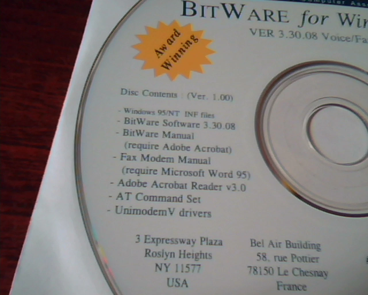 CD Cheyenne BitWare for WIndows Ver 3.30.08 Voice Fax Data Manual drivers 95 - image 3